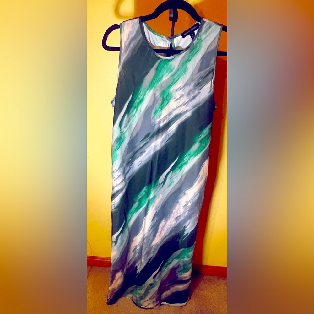 Banana Republic Elegant Green and Gray Sleeveless Long Dress Medium